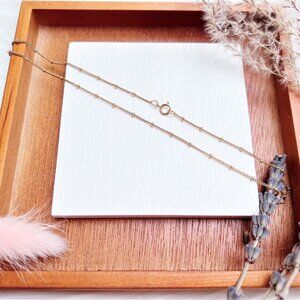 New 14K Yellow Gold Filled Satellite Beaded Curb Chain Necklace